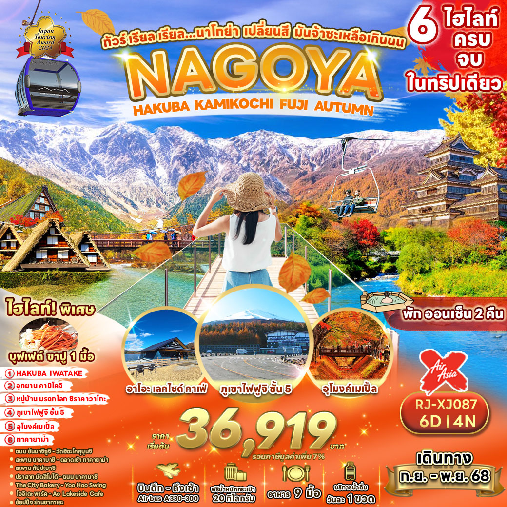 ทัวร์ญี่ปุ่น  เรียล เรียล...นาโกย่า เปลี่ยนสี มันจ้าซะเหลือเกินนน 6วัน 4คืน (XJ)